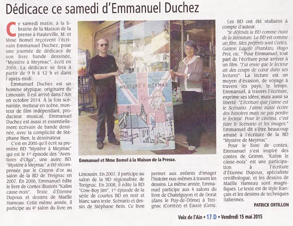 Article dans "La Voix de l'Ain"
