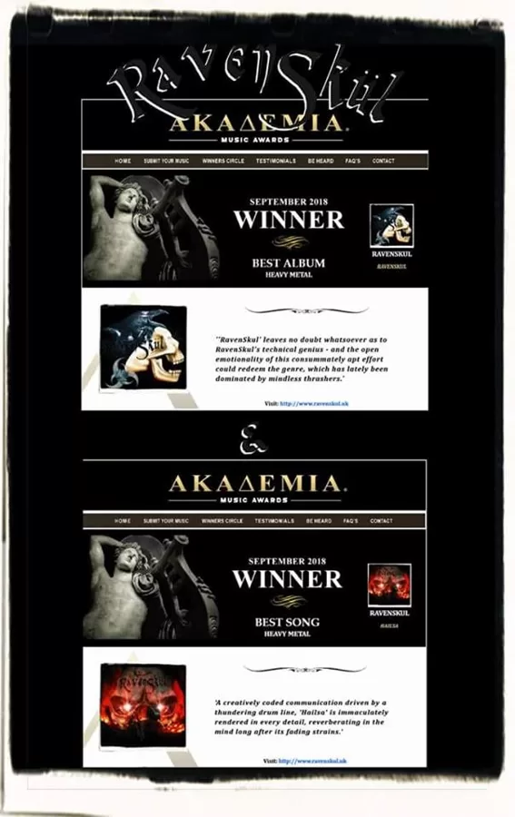 RAVENSKÜL Best Album Heavy Metal and "Hailsa" Best Song Heavy Metal for September 2018